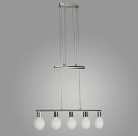 Energiesparende Pendelleuchte Lira 5 Flg. Gegenzug HäNgelampe Nickel-Glas Weiß