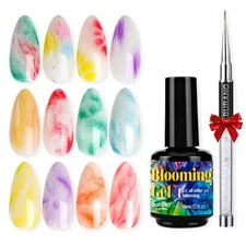 UV LED Clear Blooming Gel Nail Polish for Spreading Effect with Nail Brush