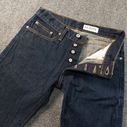Gustin Selvedge Jeans Men's 30x34 California Skinny Dark Blue Raw Denim Low Rise