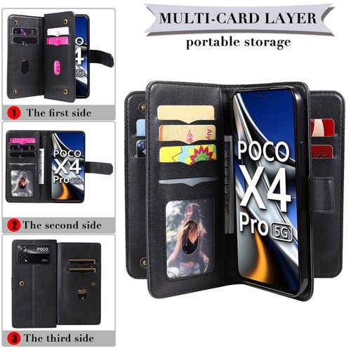 For Xiaomi Redmi Note 13 Pro Plus 13C Poco X6 X5 M6 M3 Case Wallet Leather Cover - Picture 7 of 78