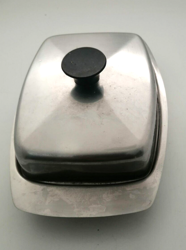 Vintage Italy 70´s silver aluminum covered butter dish retro kitchen acessories - Picture 4 of 4