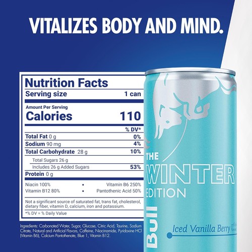Red Bull Winter Limited Edition Energy Drink, Iced Vanilla Berry, 8.4 Fl Oz - Picture 2 of 6