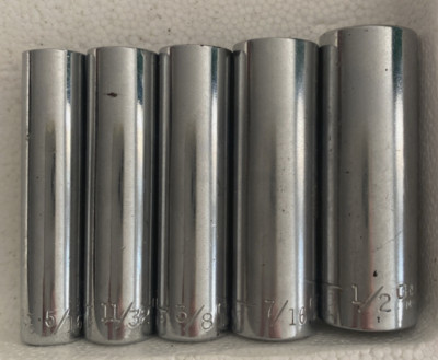 Craftsman USA 5 Piece 6pt 1/4 Drive Deep Sockets 5/16 ,11/32, 3/8 ,7/16 ,1/2