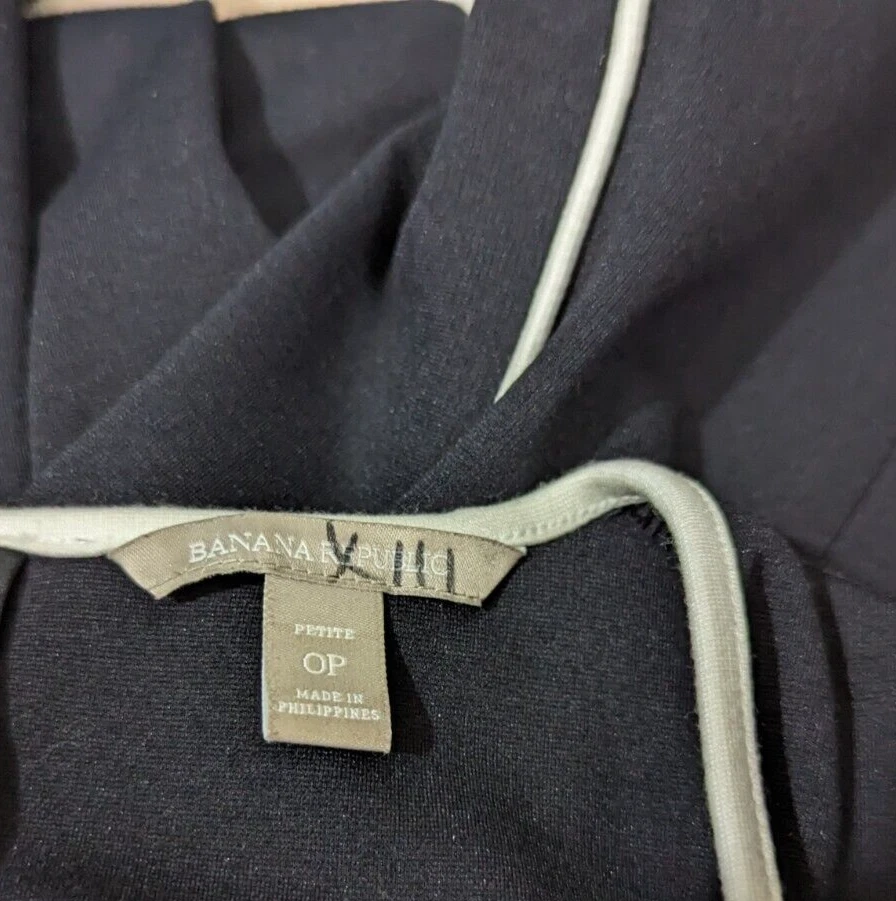 Banana Republic sz 0P Sheath Dress knit stretchy black with ivory piping 0015 - Image 4 of 4