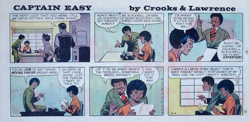 Captain Easy von Crooks & Lawrence - Lot von 9 farbigen Sonntagsseiten - März/April 1975
