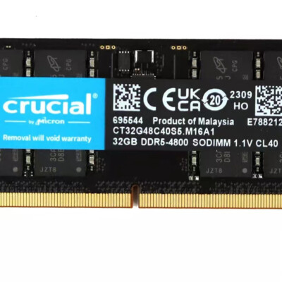 New Crucial 64GB (2x32GB) DDR5-4800MHz PC5-38400 SODIMM Memory Ram