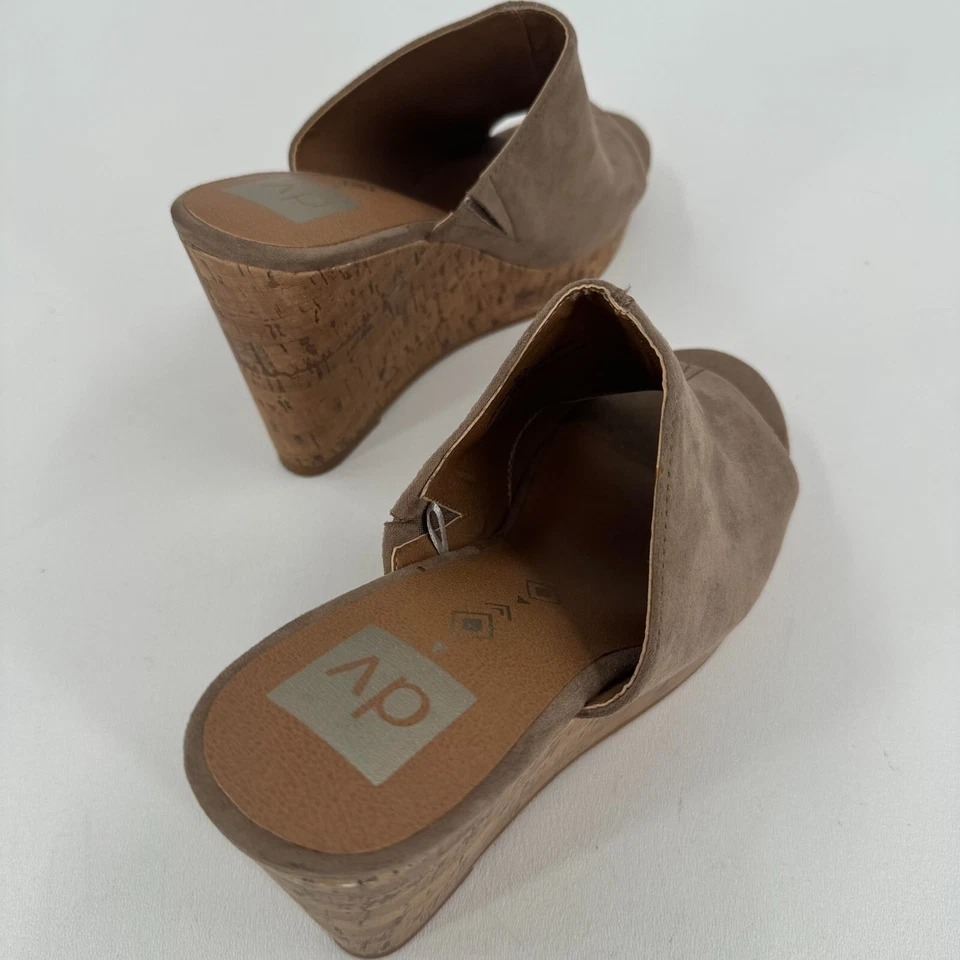 Dolce Vita DV MUJER Tostado Gamuza Corcho Sin Corcho Puntera Abierta Sandalias Cuñas TALLA 9.5 Foto 3 de 4