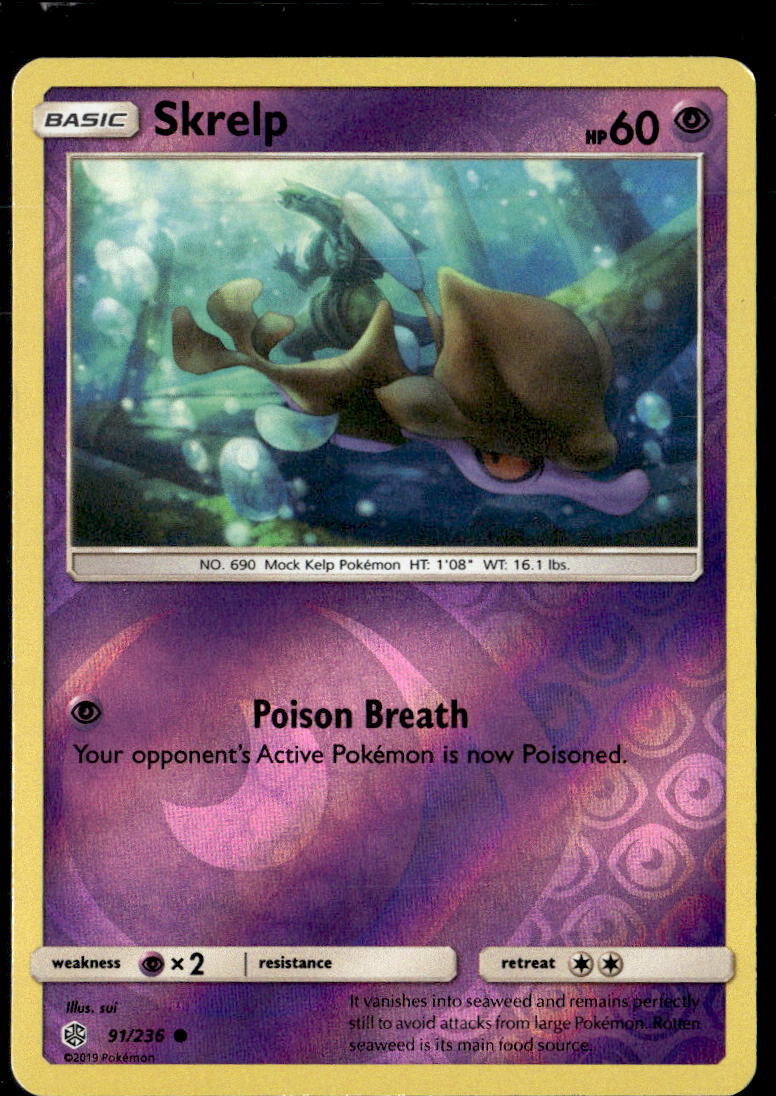 Pokemon Skrelp 91/236 Cosmic Eclipse Reverse Holo Common  2 Card Lot