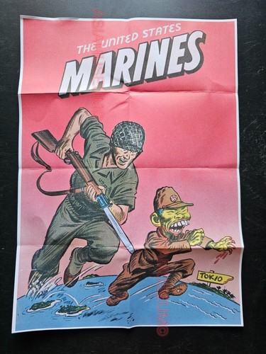 1942 WW2 USA AMERICA JAPAN TOKYO TOJO MARINES MAP CARTOON PROPAGANDA POSTER C07