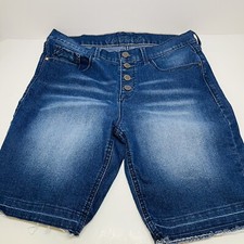 US Polo Ralph Lauren Girls Denim Shorts Size 11/12 Blue Button Fly Raw Hem