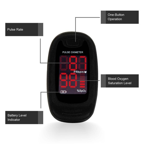 Pulse Oximetro LED SPO2 punta di dita monitor saturazione sangue ossigeno, custodia, softbag - Foto 10 di 12