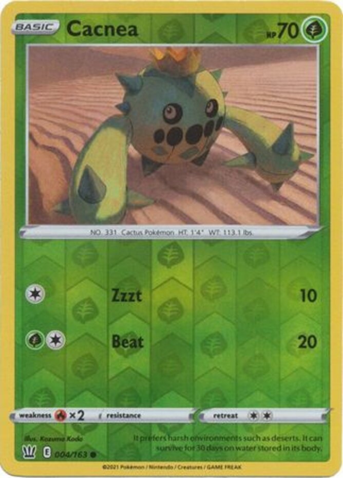 LP Pokemon Cacnea - 004/163 - Common - Reverse Holo Lightly Played Battle  Styles