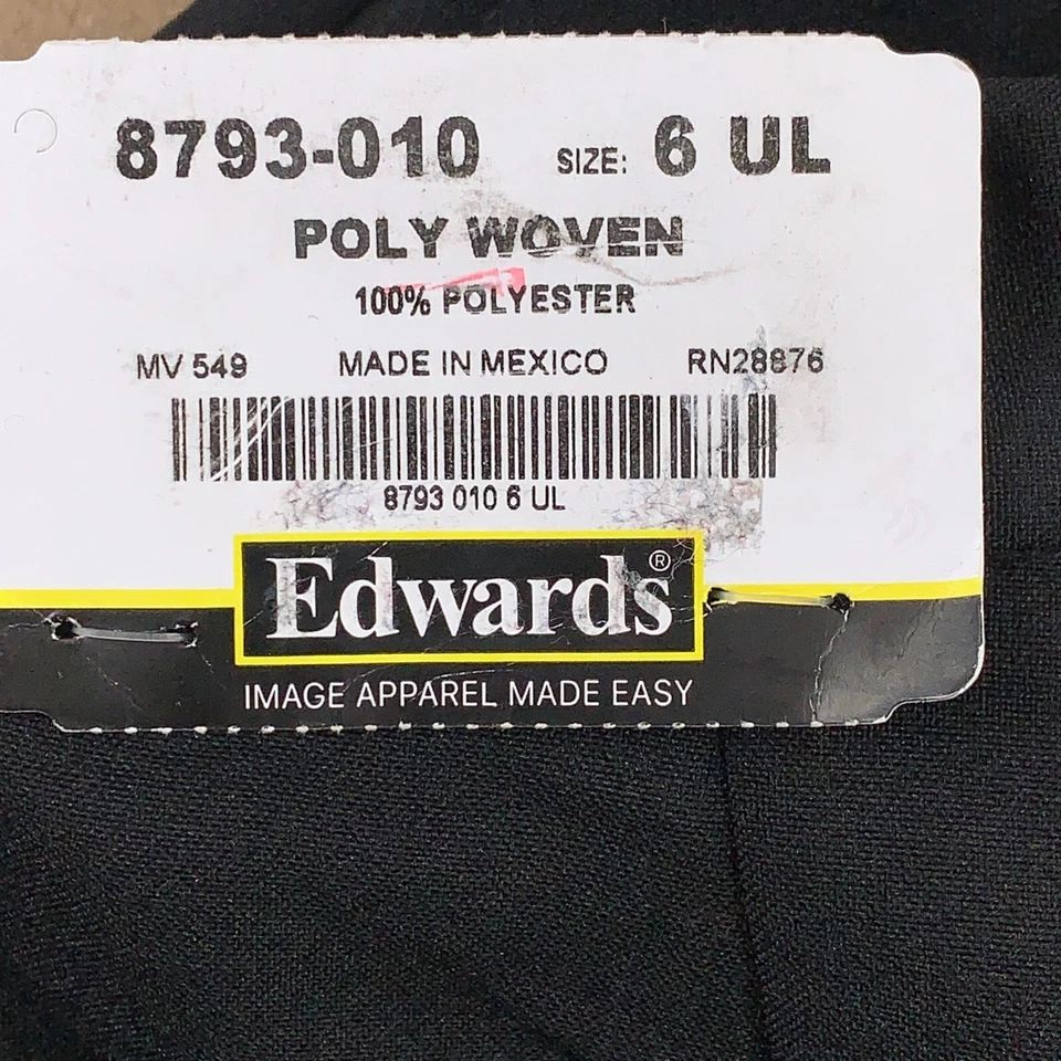 Pantalones de uniforme Edwards para dama talla 6 (30 X 36) dobladillo crudo negros de ajuste fácil 8793 nuevos con etiquetas Foto 4 de 4