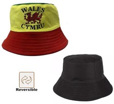 Welsh Bucket Hat Wales Rugby Yma O Hyd worl cup  Adult 100% Cotton Reversable 