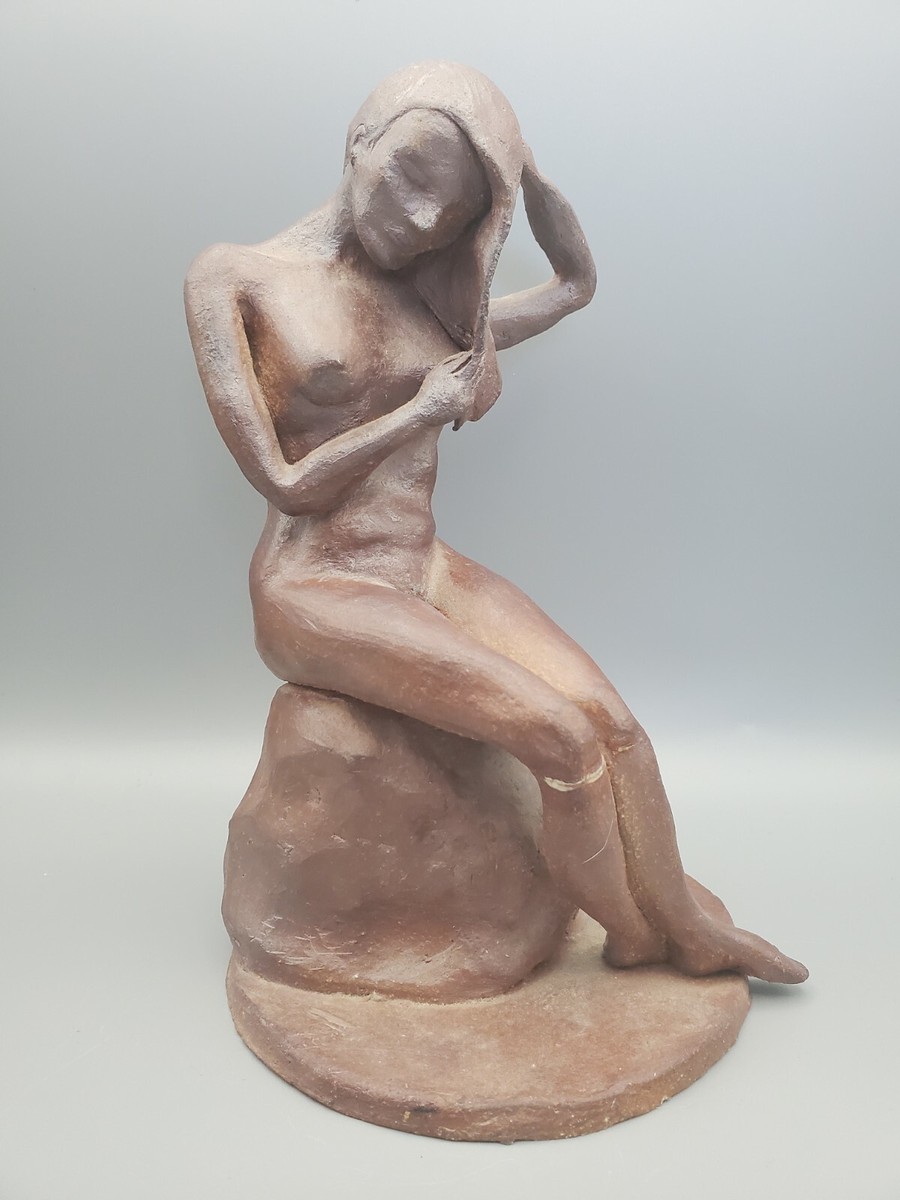 Vintage Clay Terracotta NUDE WOMAN SCULPTURE STATUE | eBay