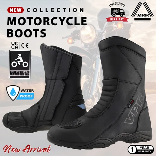 VPR Leather Motorcycle Boots Men Waterproof Riding Touring Motorbike Boots