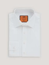 Poplin Dress Shirt  Button Cuff  100 Cotton  White