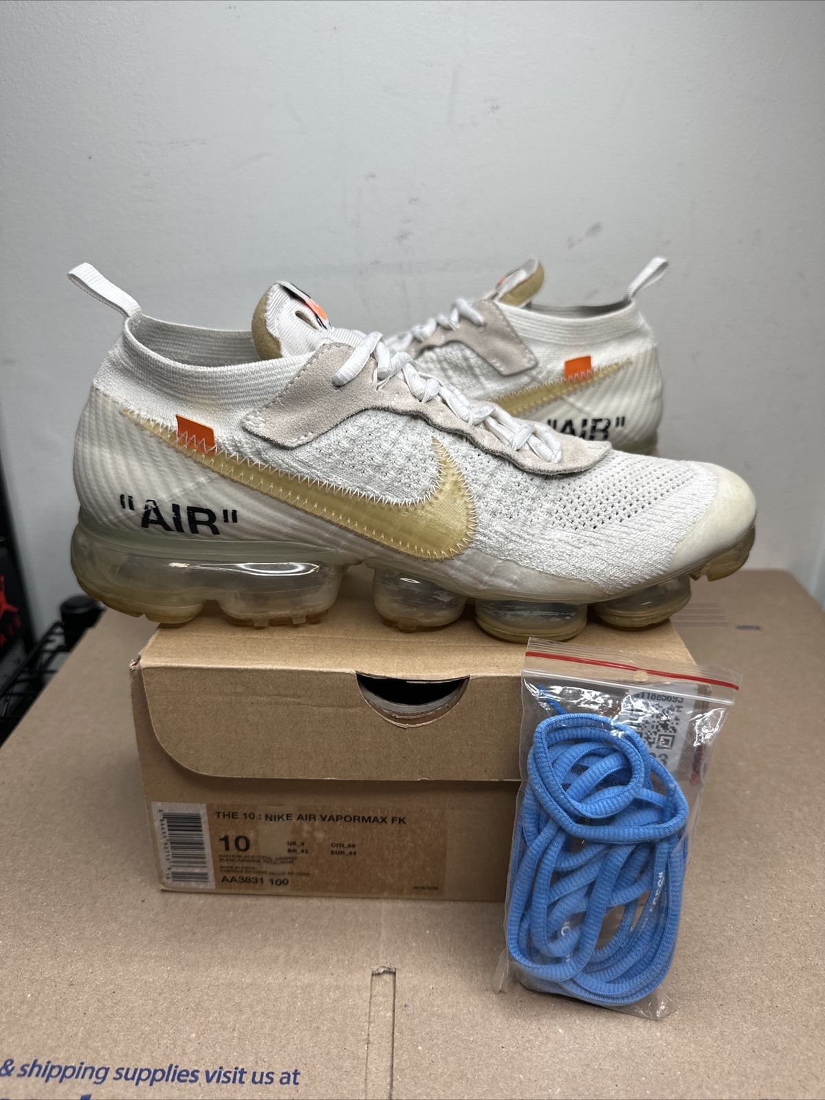 OFF WHITE X NIKE Taglia 10 Nike Air VaporMax x OFF WHITE parte 2 2018 PULITE con scatola originale