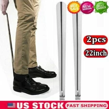 2 Extra Long Handle Shoe Horn Stainless Steel 20.5" Handled Metal Shoehorn Horn