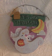 Wooden Halloween Decoration Ghost Wood Wall Hanging Craft 9" Tall