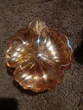 1950s Jeanette Glass Marigold Iridized 3 Part Doric Candy DishSet Of 4