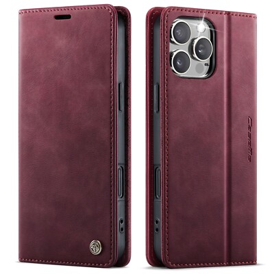 For iPhone 16 17 Pro Max 15 14 13 11 X XR Flip PU Leather Wallet Case Card Cover