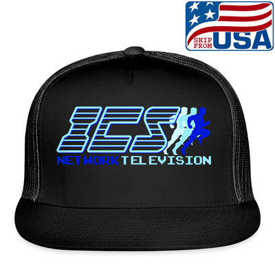 ICS Network Television The Running Man Adjustable Black Trucker Hat Size Adult
