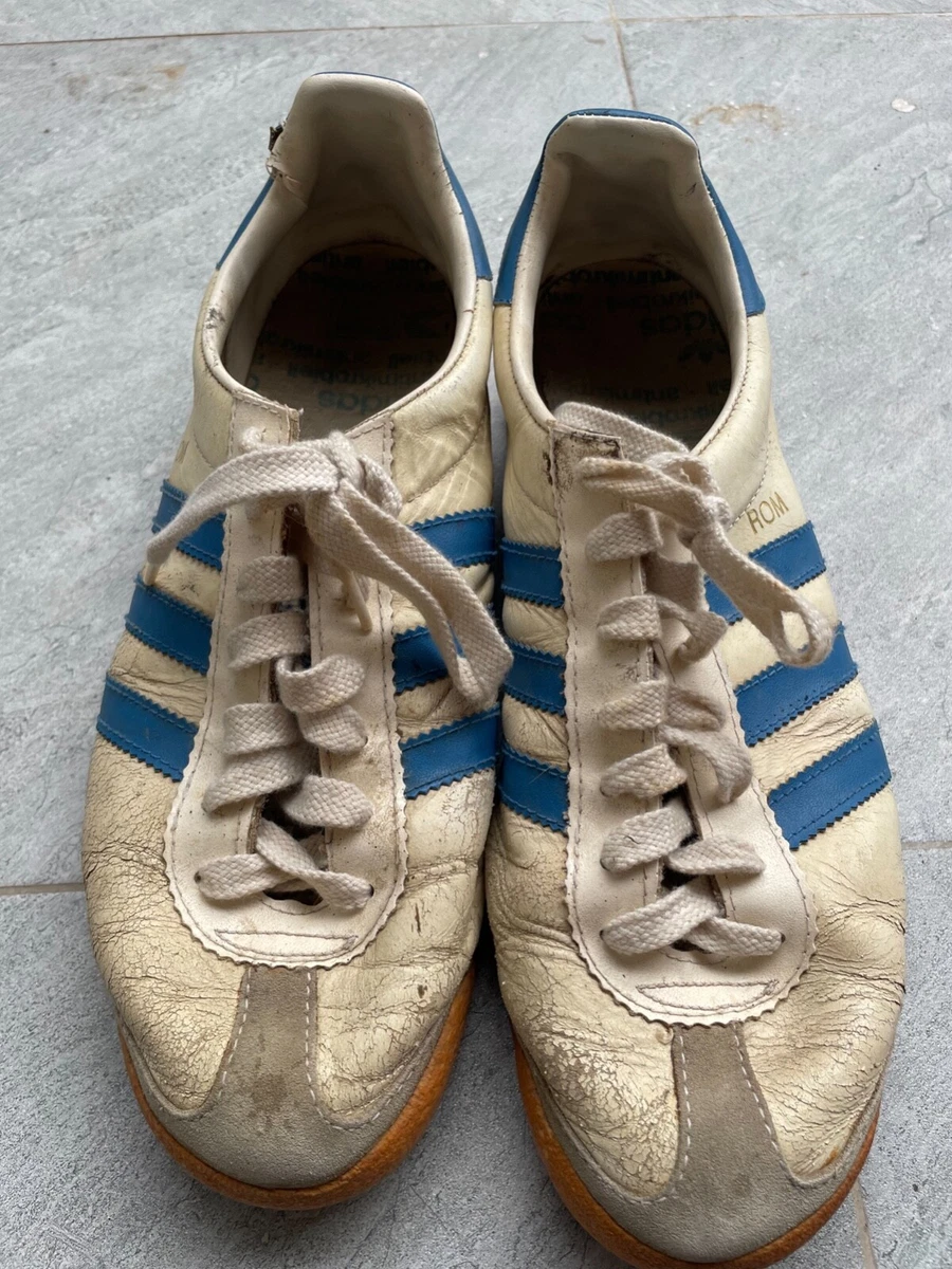 Vintage 70s 80s Adidas Rom Color White Blue Made in Yugoslavia