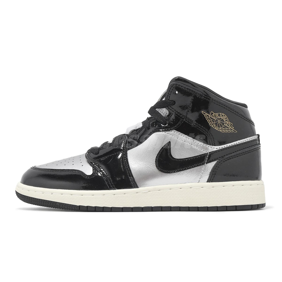 【引越前最終値下げ】24cm NIKE AIR JORDAN 1 Nike Air Jordan 1 Mid SE GS AJ1 Black Metallic Silver Kids