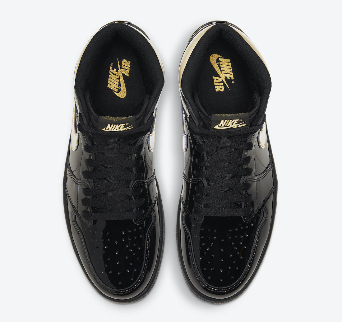 Nike Air Jordan Retro 1 OG Black and Gold Metallic Patent