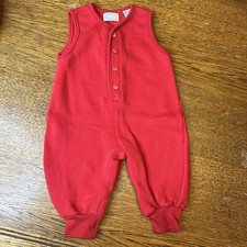 Vintage All Mine 1 Pc Red Sweatshirt Fabric Romper 6/9 Mos