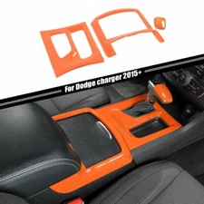 Gear Shift Box Water Cup Holder Gear Knob Trim For Dodge Charger 15+ Orange ABS