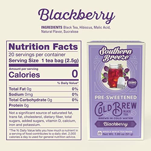Southern Breeze Cold Brew Sweet Tea Blackberry Iced Tea with Black Tea and Ze...
