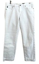 AG Adriano Goldschmied Women's 29 R White Jeans The Stilt Roll Up Cigarette Crop