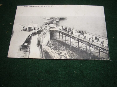 VINTAGE POSTCARD LLANDUDNO PIER & STEAMER ANIMATED SCENE - Image 1 of 2