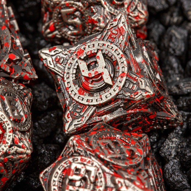 Sage’s Chronurgy Timeless Carnage Metal Polyhedral Dice Set DnD RPG Games TTRPG