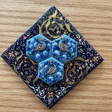 Hand Painted And Glazed Bird Style Persian Ceramic Tile