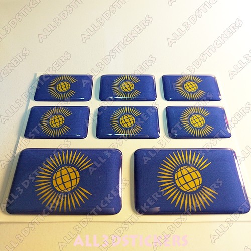 8 x 3D Stickers Resin Domed Flag Commonwealth of Nations - Adhesive Vinyl Decal - Picture 2 of 3