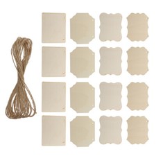 18PCS Wooden Plaques Irregular Hanging Signs Blank Painting Plaques with Rope