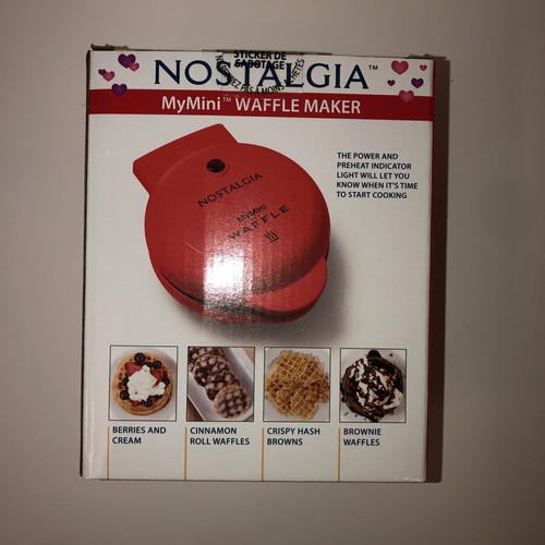 Nostalgia My Mini Personal Electric Waffle Maker 5" - Red - Brand New - Picture 2 of 5