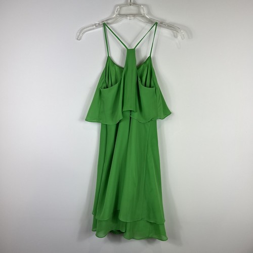 Abito donna Gianni Bini verde lime chiffon con volant e volant taglia 0 - Foto 4 di 10