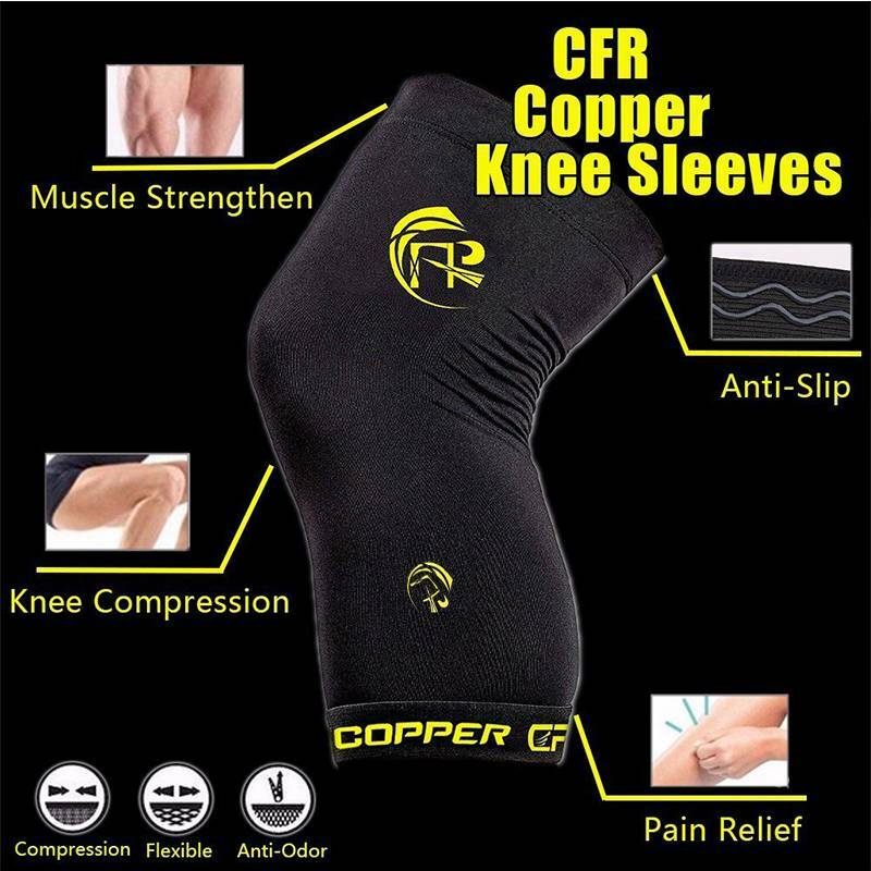 Copper Knee Support Compression Sleeve Brace Sport Joint Pain Relief ...