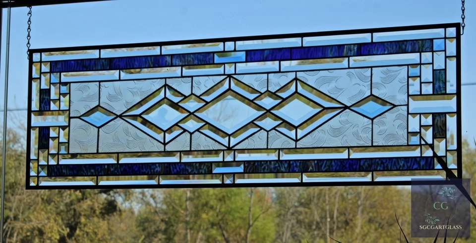 Stained Glass Panel, Window Hanging ,Transom,Sidelight 39 1/2 "x 13 Beveled MTO - Image 4 of 4