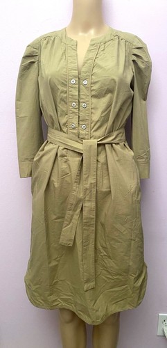Weekend Max Mara Belted 100% Cotton Khaki Knee Length Dress