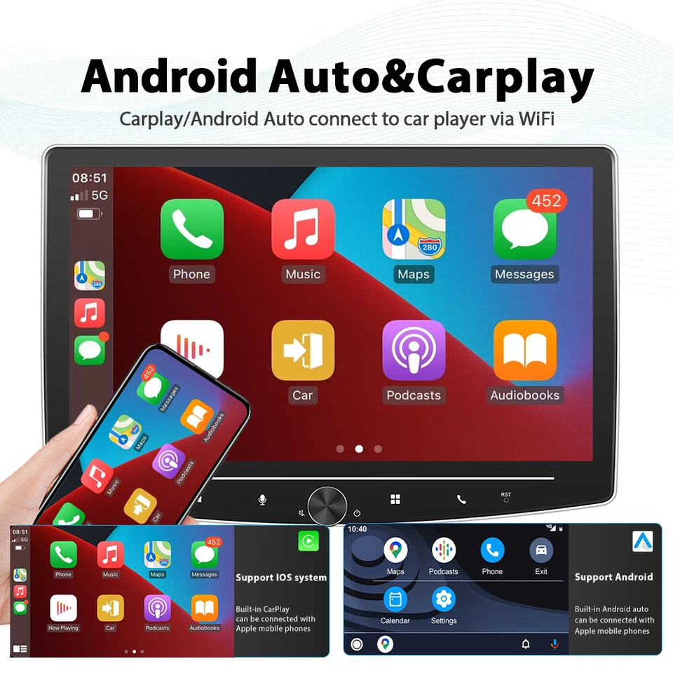 DAB+ 1DIN 10.1" 64GB Android 15 AUTORADIO Mit Apple CarPlay GPS Navi WIFI DSP BT - Bild 3 von 4