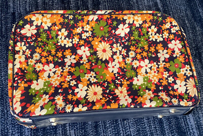 Vintage Japan Flower Daisy Suitcase Luggage 60s-70's Bantam BoHo