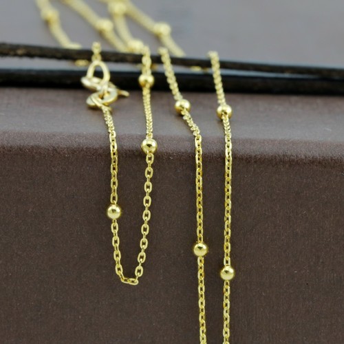 Cadena de puntos de oro amarillo macizo genuino de 18 quilates 50 cm hecha en Italia - Imagen 5 de 7