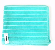 NEW DKNY TURQUOISE,TEAL BLUE+WHITE STRIPED BATH,BEACH TOWEL