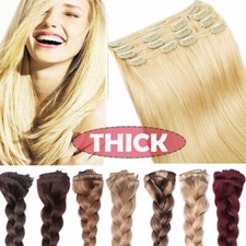 Real Thick 8pcs Double Weft Clip In 100 Human Remy Hair Extensions Full Head US