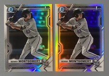2- 2021 Bowman Draft Chrome Benny Montgomery 1st Refractor #BDC-84 Rockies